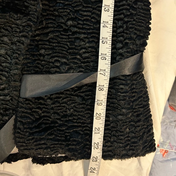 WENDY HIL LUCY’S Black Rivet Faux‎ Fur Jacket USA Ribbon Tie 6 - Picture 9 of 10